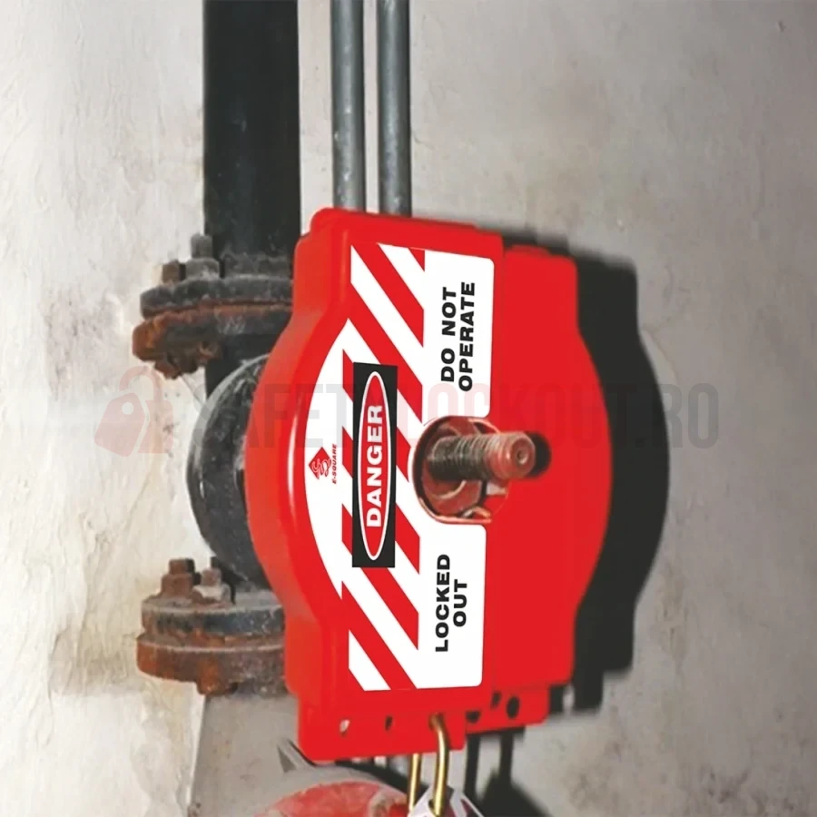 Dispozitiv Ajustabil de Blocare Valvă Industrială, cu Decupaj (ø 25–165 mm) — Dispozitive reglabile de blocare pentru valvă poartă | Safety Lockout
