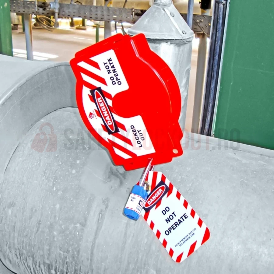 Dispozitiv Ajustabil de Blocare Valvă Industrială, cu Decupaj (ø 25–165 mm) — Dispozitive reglabile de blocare pentru valvă poartă | Safety Lockout