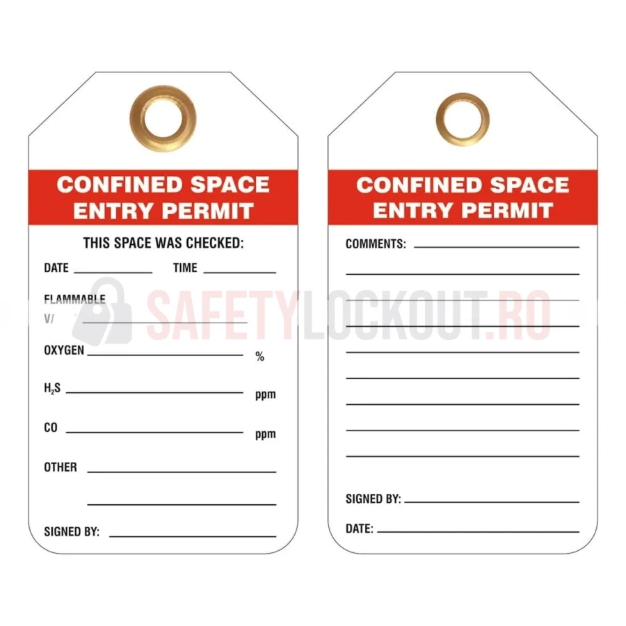 Etichete pentru spații închise — Permis de acces, roșii — Huse de blocare pentru spații închise | Safety Lockout