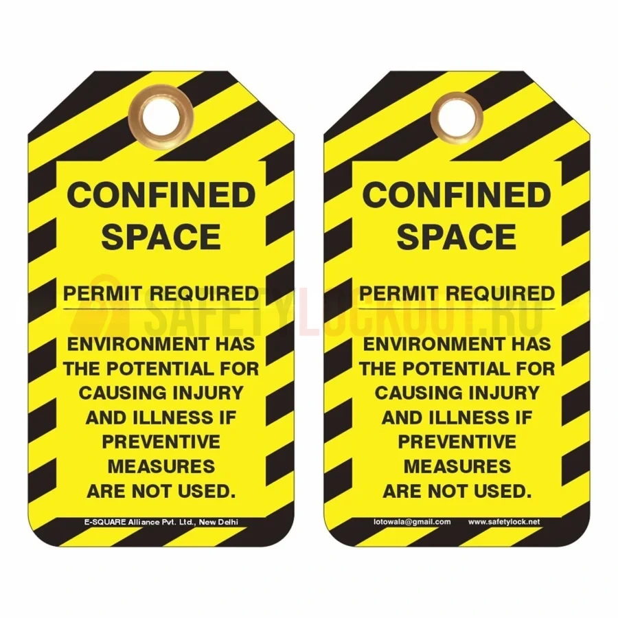 Etichete pentru spații închise, galben/negru, Permit Required — Huse de blocare pentru spații închise | Safety Lockout