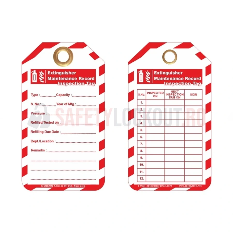 Etichetă de inspecție și mentenanță stingător, personalizabilă — Etichete LOTO personalizate | Safety Lockout