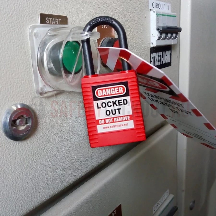 Lacăt LOTO dielectric Seria 3, bridă din nailon 42 mm — Lacăte LOTO dielectrice – BRIDĂ DIN NAILON | Safety Lockout