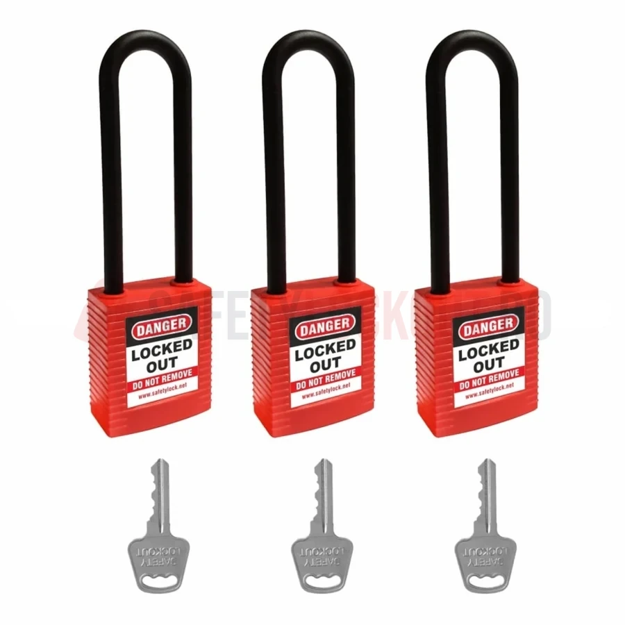 Lacăt LOTO dielectric Seria 3, bridă nailon 85 mm — Lacăte LOTO dielectrice – BRIDĂ DIN NAILON | Safety Lockout