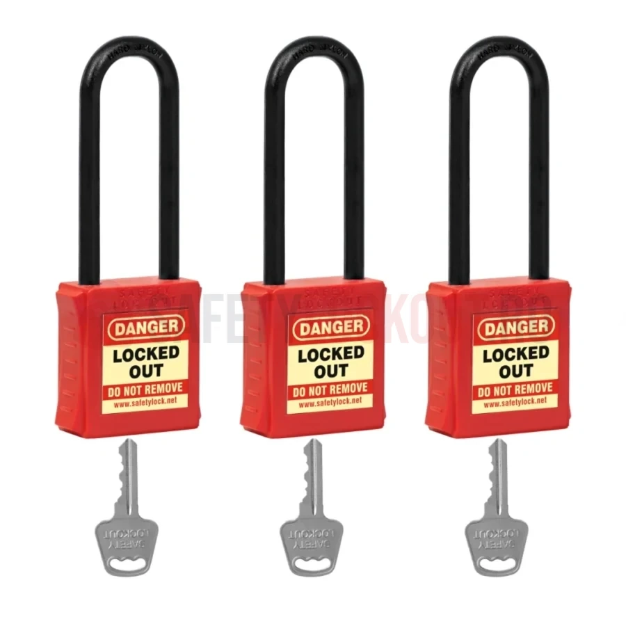Lacăt LOTO dielectric cu bridă din nylon 85 mm — Lacăte LOTO dielectrice – BRIDĂ DIN NAILON | Safety Lockout