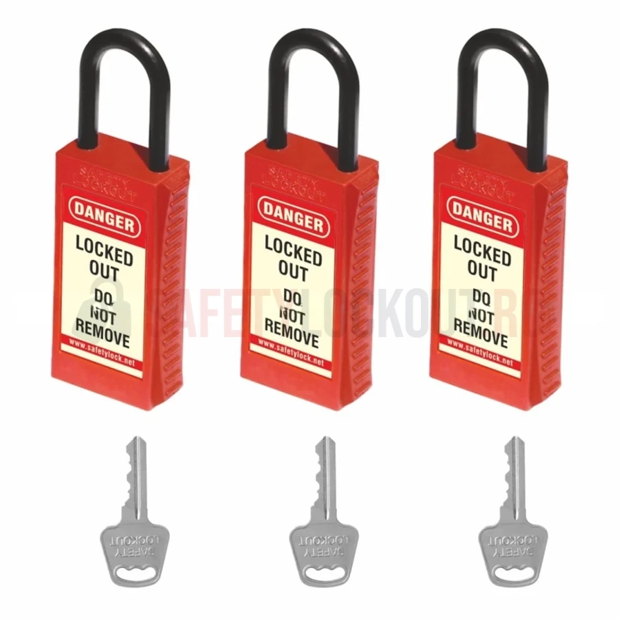 Lacăt LOTO dielectric cu corp lung, bridă nylon 42 mm — Lacăte LOTO dielectrice – BRIDĂ DIN NAILON | Safety Lockout