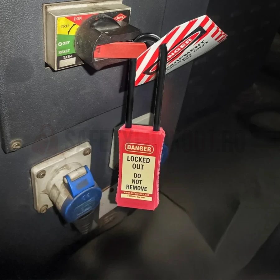 Lacăt LOTO dielectric cu corp lung, bridă nylon 85 mm — Lacăte LOTO dielectrice – BRIDĂ DIN NAILON | Safety Lockout