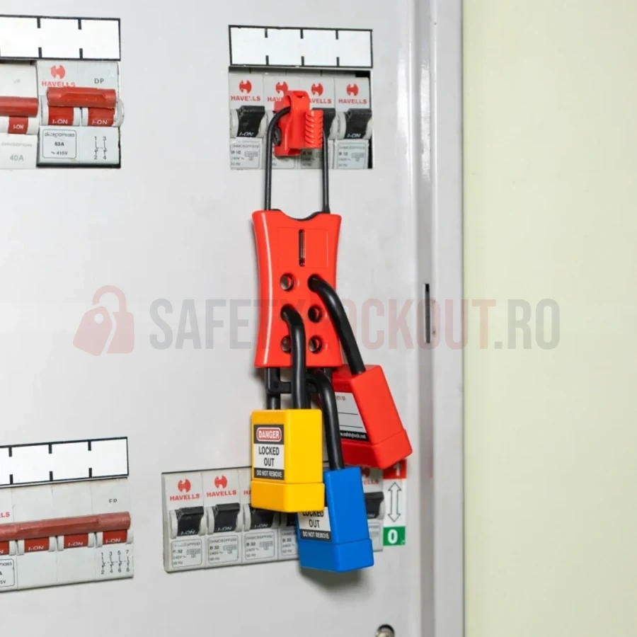 Hasp LOTO dielectric pop-up cu bridă de 3 mm, 9 posturi — Hasp dielectric | Safety Lockout