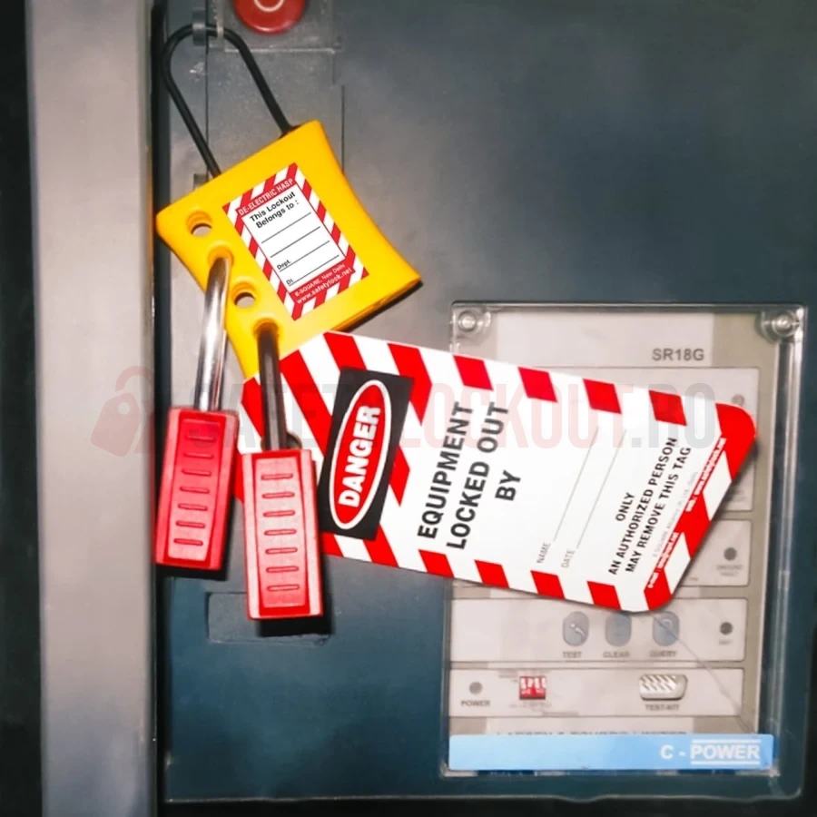 Hasp dielectric glisant pentru 4 lacăte, bridă 3 mm, roșu — Hasp dielectric | Safety Lockout