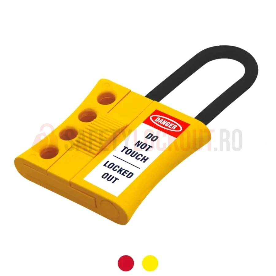 Hasp dielectric glisant pentru 4 lacăte, bridă 6 mm, galben — Hasp dielectric | Safety Lockout