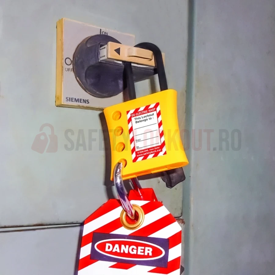 Hasp dielectric glisant pentru 4 lacăte, bridă 6 mm, galben — Hasp dielectric | Safety Lockout
