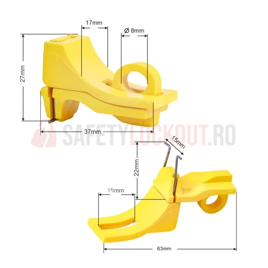 Dispozitiv de Blocare Europa pentru Disjunctor Miniatură - Galben — Dispozitiv de blocare pentru disjunctor | Safety Lockout