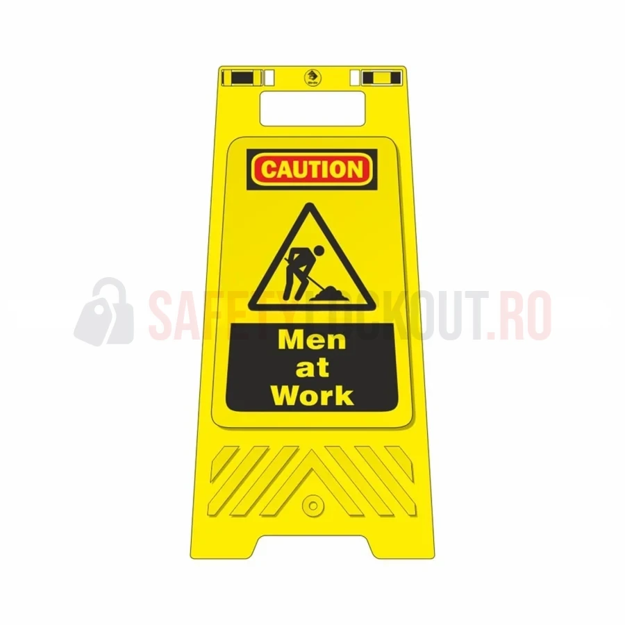 Panou de podea pentru siguranță, galben, „Men at Work” — Panouri de podea pentru siguranță | Safety Lockout