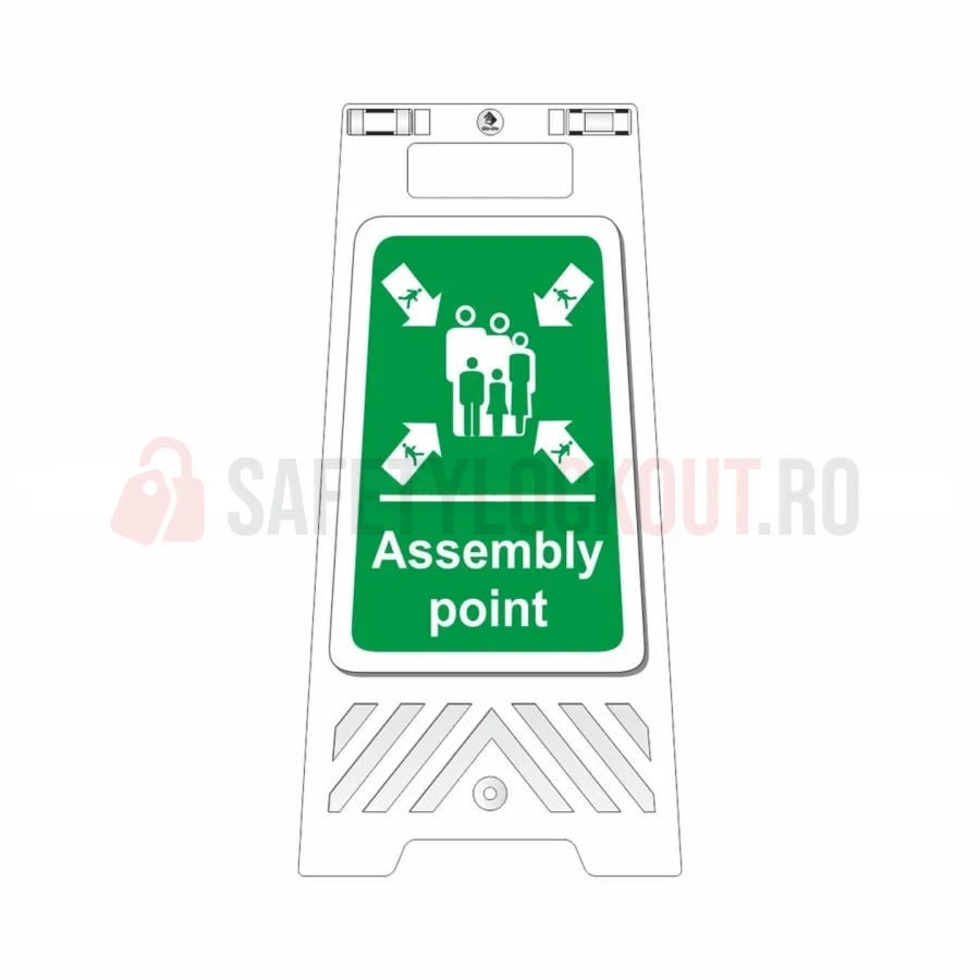 Panou de podea pentru siguranță, alb — Punct de adunare — Panouri de podea pentru siguranță | Safety Lockout