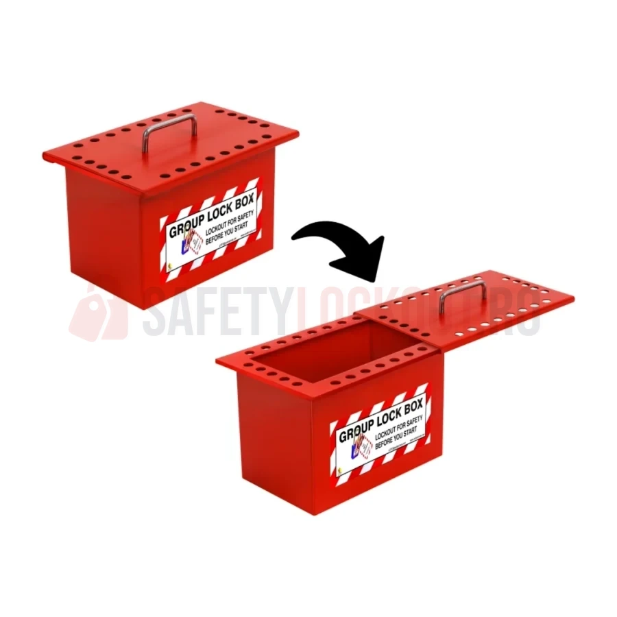 Cutie LOTO de Grup cu Capac Culisant - 26 Orificii — Cutie mare de blocare pentru grup | Safety Lockout