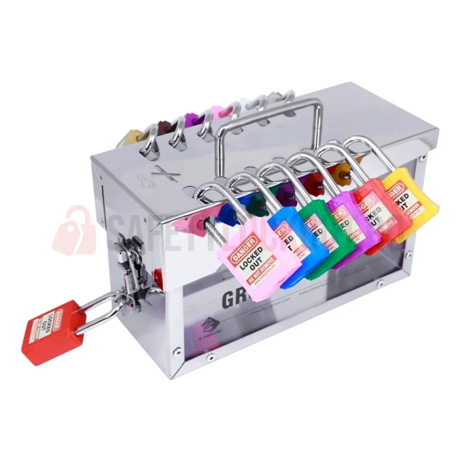 Cutie LOTO de Grup din Oțel Inoxidabil - Model Mediu — Cutie de blocare pentru grup | Safety Lockout