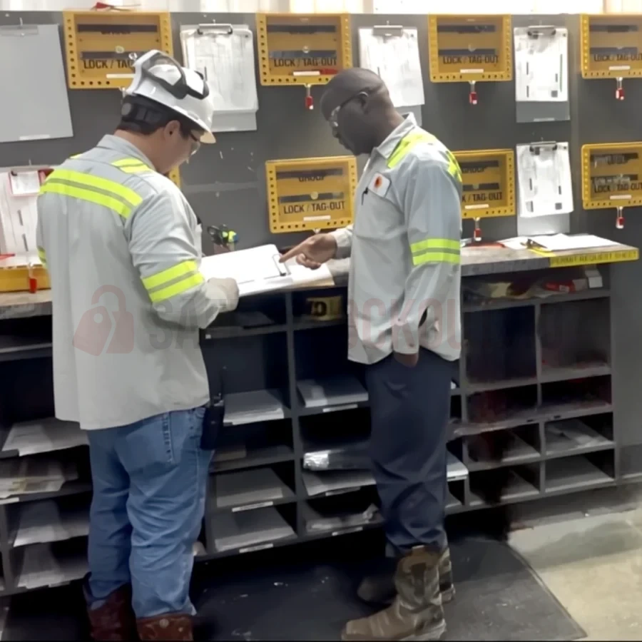 Cutie LOTO de Grup Roșie Non-Metalică cu Panou Culisant — Cutie de blocare pentru grup | Safety Lockout