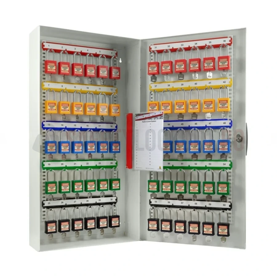 Cabinet din oțel de înaltă rezistență pentru 60 de lacăte LOTO — Cabinete de înaltă rezistență pentru lacăte | Safety Lockout
