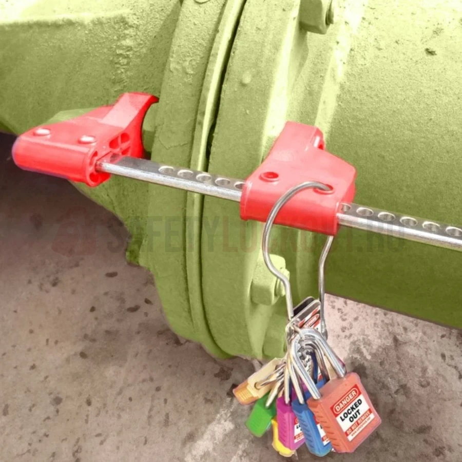 Hasp LOTO circular din oțel inoxidabil, 8 orificii, bridă 4 mm — Dispozitiv de blocare pentru flanșă oarbă | Safety Lockout