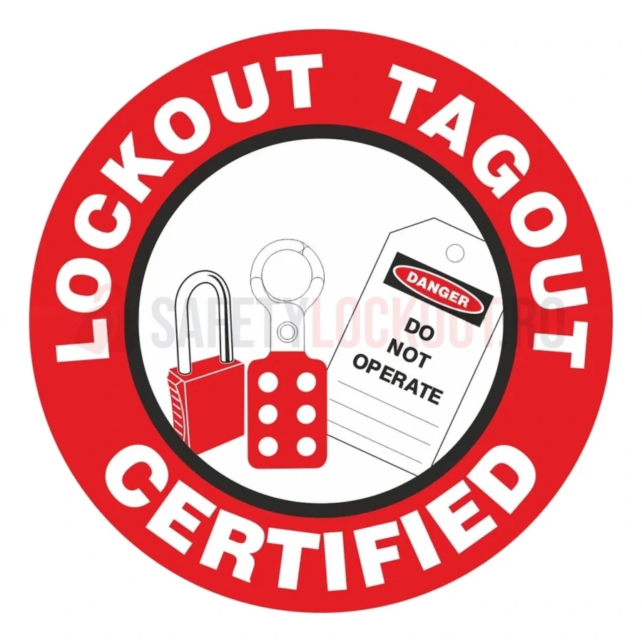 Etichetă circulară pentru cască de protecție — Certificat LOTO — Etichete pentru căști de protecție | Safety Lockout