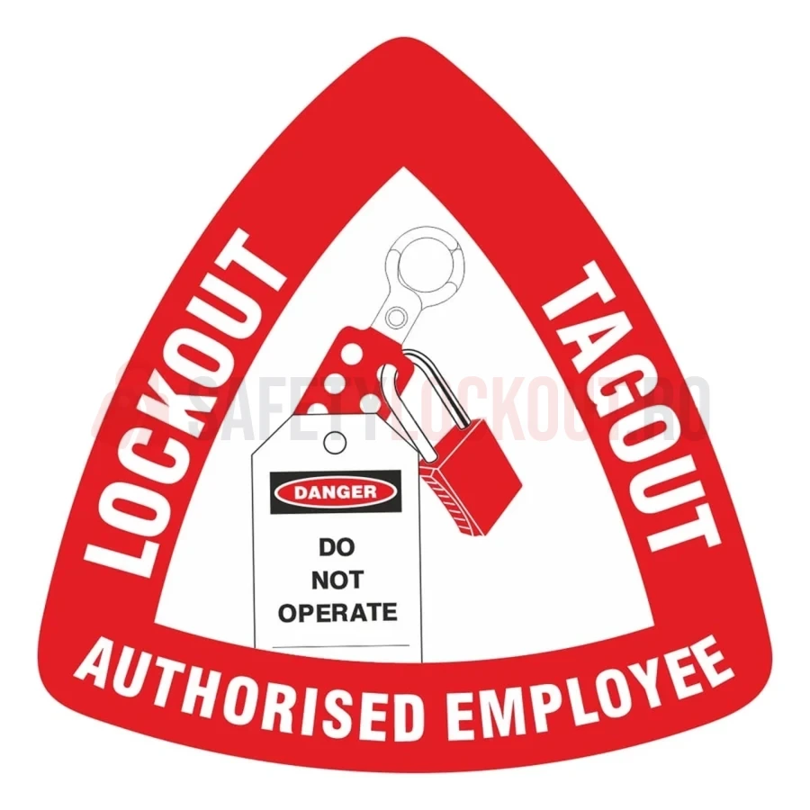 Etichetă triunghiulară pentru cască de protecție – Lucrători autorizați — Etichete pentru căști de protecție | Safety Lockout