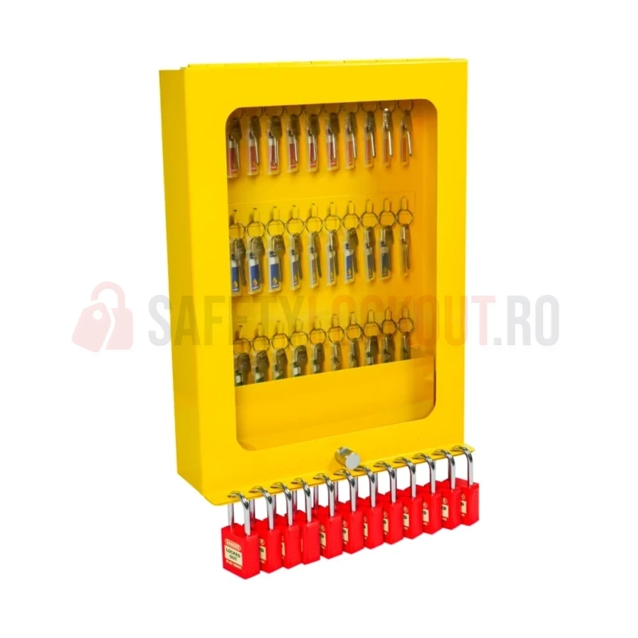 Dulap LOTO pentru chei și documente, cu geam transparent — Dulapuri cu geam transparent pentru chei | Safety Lockout