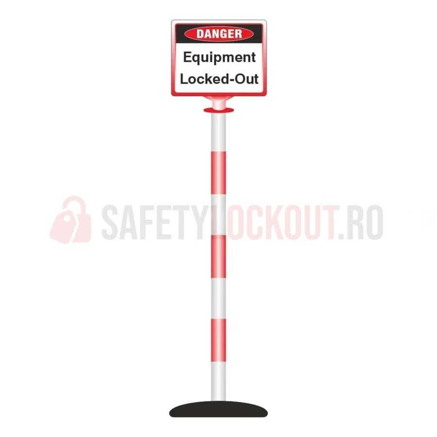 Sistem de delimitare LOTO cu 1 stâlp și 1 panou, roșu/alb — Accesorii LOTO | Safety Lockout