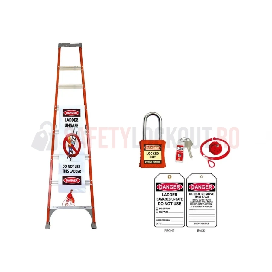 Kit dispozitiv de blocare pentru scară, o singură latură, 81 x 33 cm — Dispozitive de blocare pentru scări | Safety Lockout