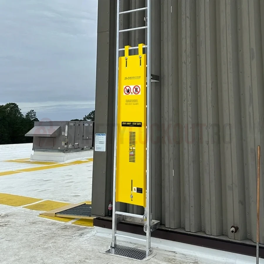 Dispozitiv de blocare din oțel pentru scară, Standard, 1575 x 382 mm — Dispozitive de blocare pentru scări | Safety Lockout