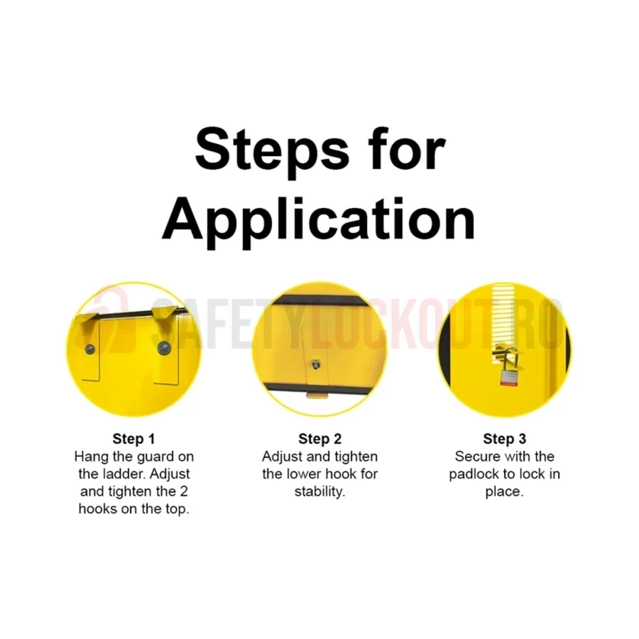 Dispozitiv de blocare din oțel pentru scară, unghiular, 1575 x 432 mm — Dispozitive de blocare pentru scări | Safety Lockout