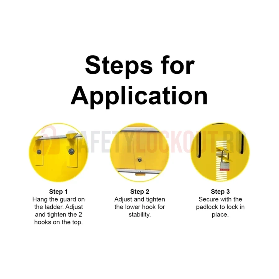 Dispozitiv de blocare din oțel pentru scară, Standard Half Cover, 1575 x 432 mm — Dispozitive de blocare pentru scări | Safety Lockout