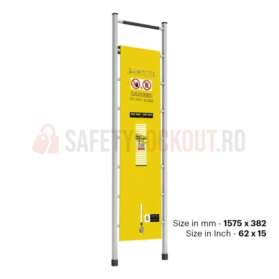 Dispozitiv de blocare din oțel pentru scară, montare superioară, 1575 x 382 mm — Dispozitive de blocare pentru scări | Safety Lockout