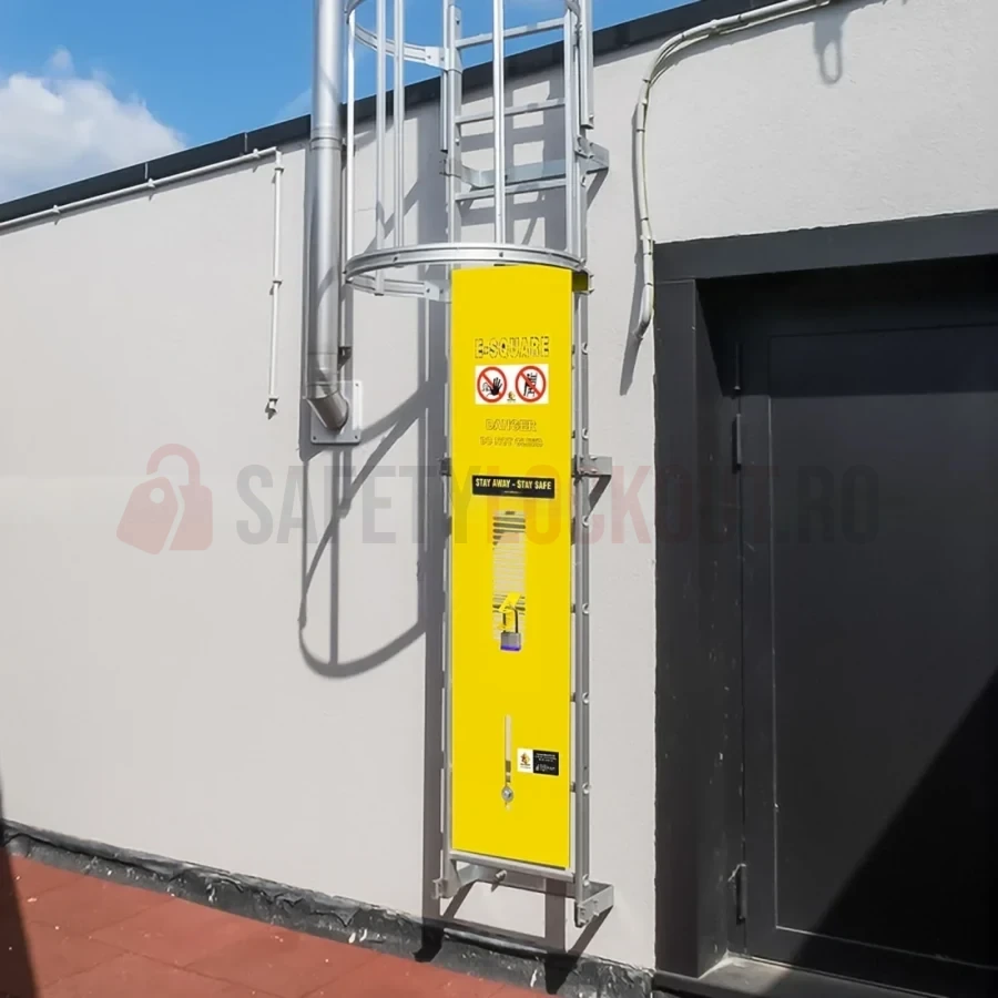 Dispozitiv de blocare din oțel pentru scară, montare superioară, 1575 x 382 mm — Dispozitive de blocare pentru scări | Safety Lockout