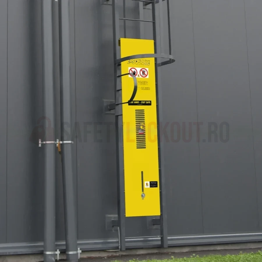 Dispozitiv de blocare din oțel pentru scară, montare superioară, 1575 x 382 mm — Dispozitive de blocare pentru scări | Safety Lockout