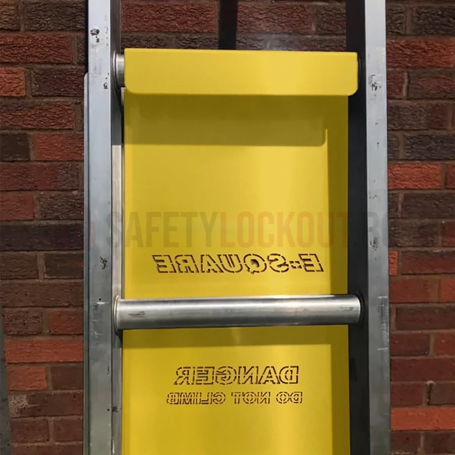 Dispozitiv de blocare din oțel pentru scară, montare superioară, 1575 x 382 mm — Dispozitive de blocare pentru scări | Safety Lockout
