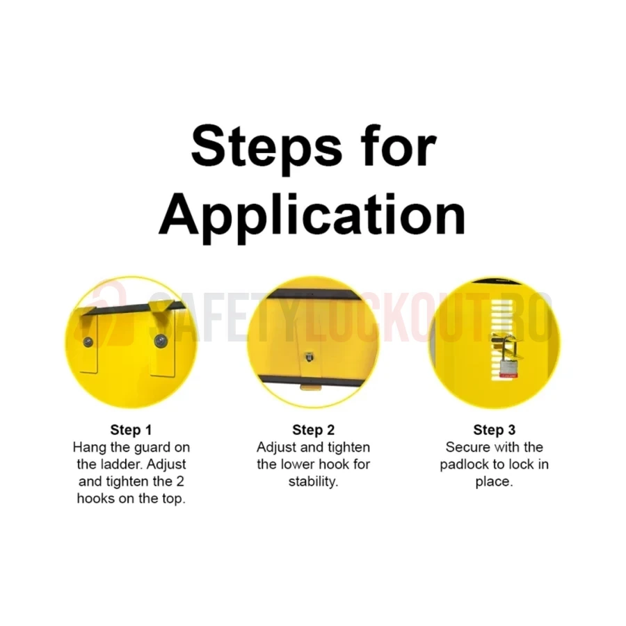 Dispozitiv de blocare din oțel pentru scară, cu extensii, 1575 x 432 mm — Dispozitive de blocare pentru scări | Safety Lockout