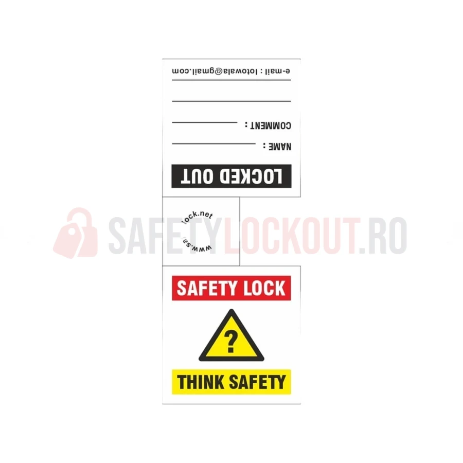 Etichetă pentru lacăt LOTO „Think Safety”, PVC 0,7 mm — Etichete de blocare LOTO | Safety Lockout