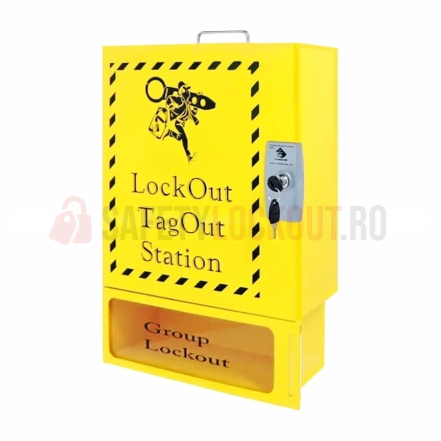 Stație LOTO metalică, 541 x 356 x 152 mm, cu Cutie de Blocare de Grup Integrată — Stații LOTO | Safety Lockout