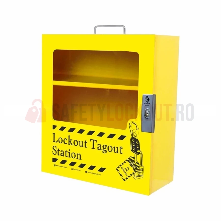 Stație LOTO metalică, 406 x 356 x 152 mm, cu Față Transparentă — Stații LOTO | Safety Lockout