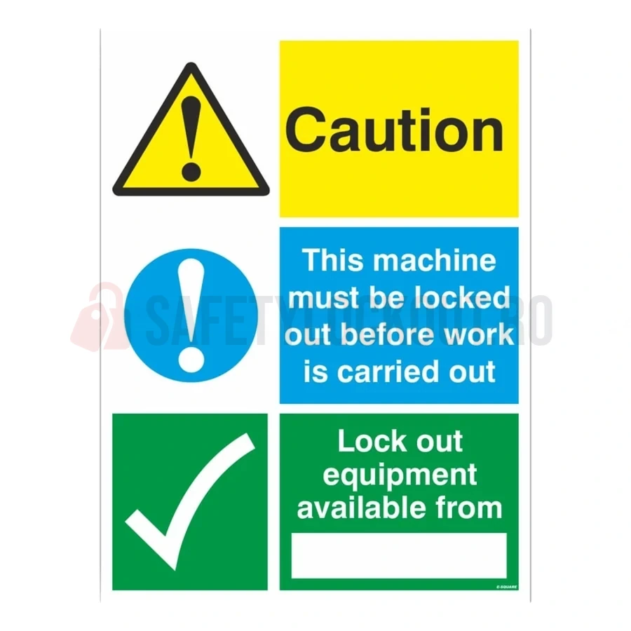 Indicator LOTO de perete „This Machine must be Locked out” — Indicatoare și etichete de siguranță LOTO | Safety Lockout