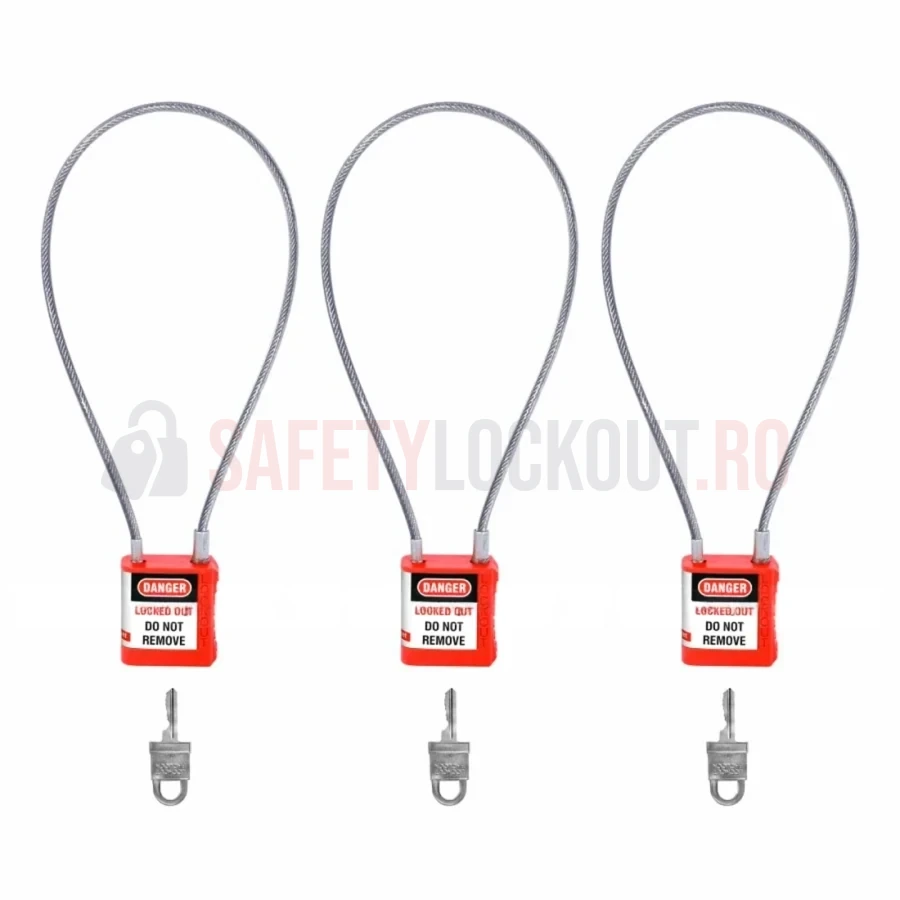 Lacăt LOTO cu cablu mini 40 cm — Lacăte LOTO de siguranță cu cablu | Safety Lockout