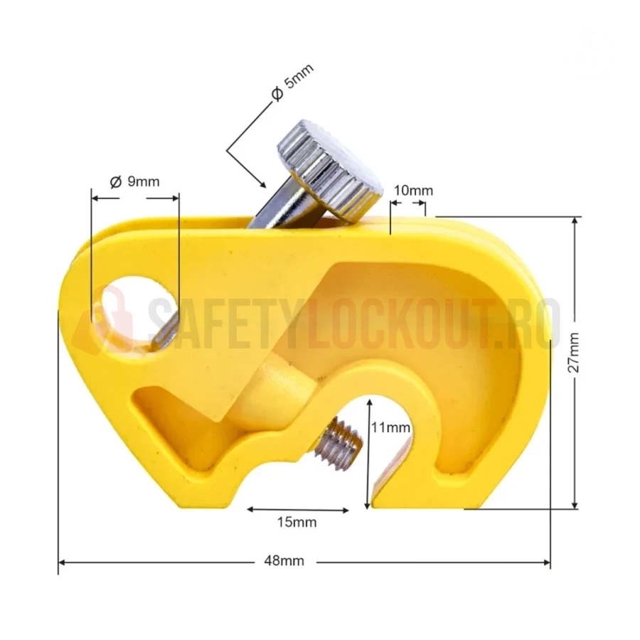 Dispozitiv Blocare Disjunctor Miniatură cu Șurub Twister - Galben — Dispozitiv de blocare pentru disjunctor | Safety Lockout