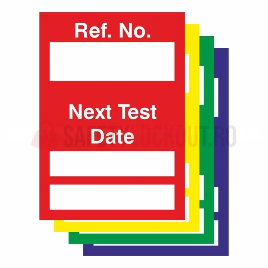 Etichete pentru mini suport de proprietate, Next Test Date — Mini suport pentru etichete de proprietate și etichete | Safety Lockout