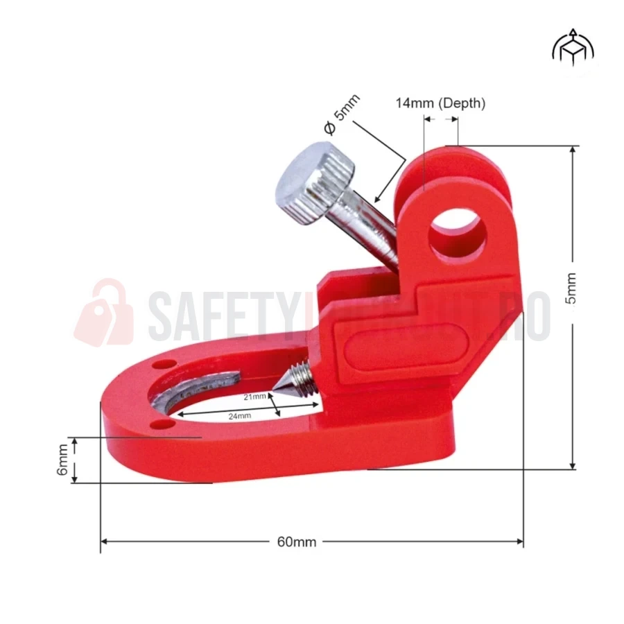Dispozitiv de Blocare Disjunctor Mini - Model Lateral — Dispozitiv de blocare pentru disjunctor | Safety Lockout