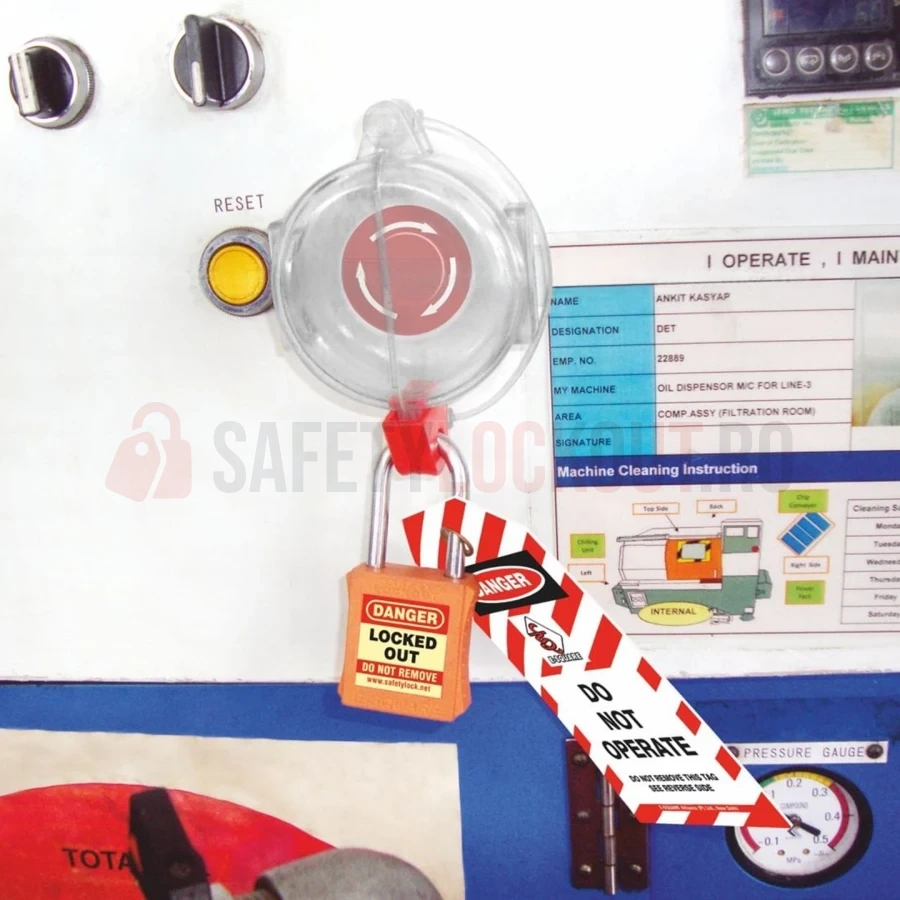 Dispozitiv de blocare pentru buton de urgență tip ciupercă — Dispozitive de blocare pentru panouri electrice | Safety Lockout