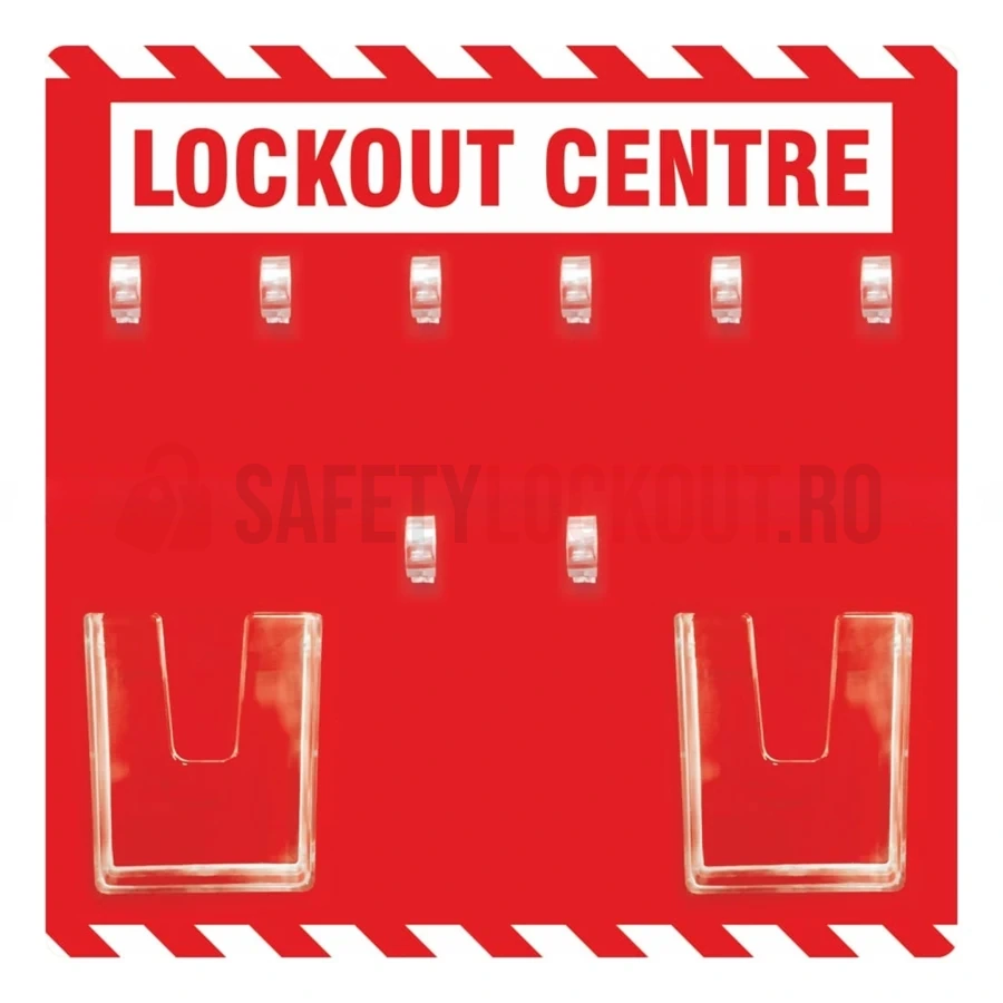 Stație LOTO deschisă, roșie, pentru 6 lacăte — Stații LOTO deschise cu vizualizare frontală | Safety Lockout