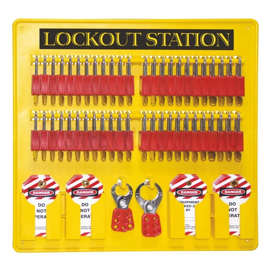Stație LOTO deschisă dintr-o singură piesă, echipată, 48 lacăte — Stații LOTO deschise dintr-o singură piesă | Safety Lockout