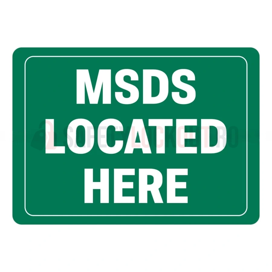 Indicator de perete MSDS / SDS — MSDS Located Here, verde — Cabinete pentru comunicarea pericolelor și fișe tehnice de securitate (MSDS) | Safety Lockout