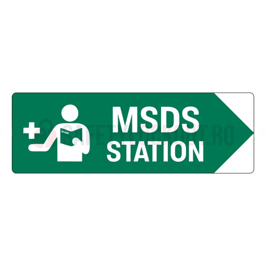 Indicator de perete pentru stație MSDS/SDS, tip săgeată — Cabinete pentru comunicarea pericolelor și fișe tehnice de securitate (MSDS) | Safety Lockout