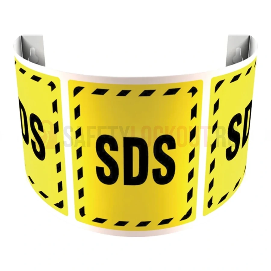 Indicator de perete pentru fișe tehnice MSDS/SDS, galben — Cabinete pentru comunicarea pericolelor și fișe tehnice de securitate (MSDS) | Safety Lockout