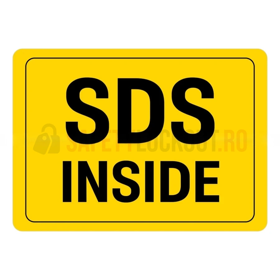 Indicator de perete MSDS / SDS — SDS Inside, galben — Cabinete pentru comunicarea pericolelor și fișe tehnice de securitate (MSDS) | Safety Lockout